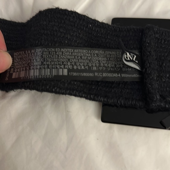 ?NWT. Zara Black Jute Belt with Rectangular Acetate Effect Buckle. Size 30. main image 4